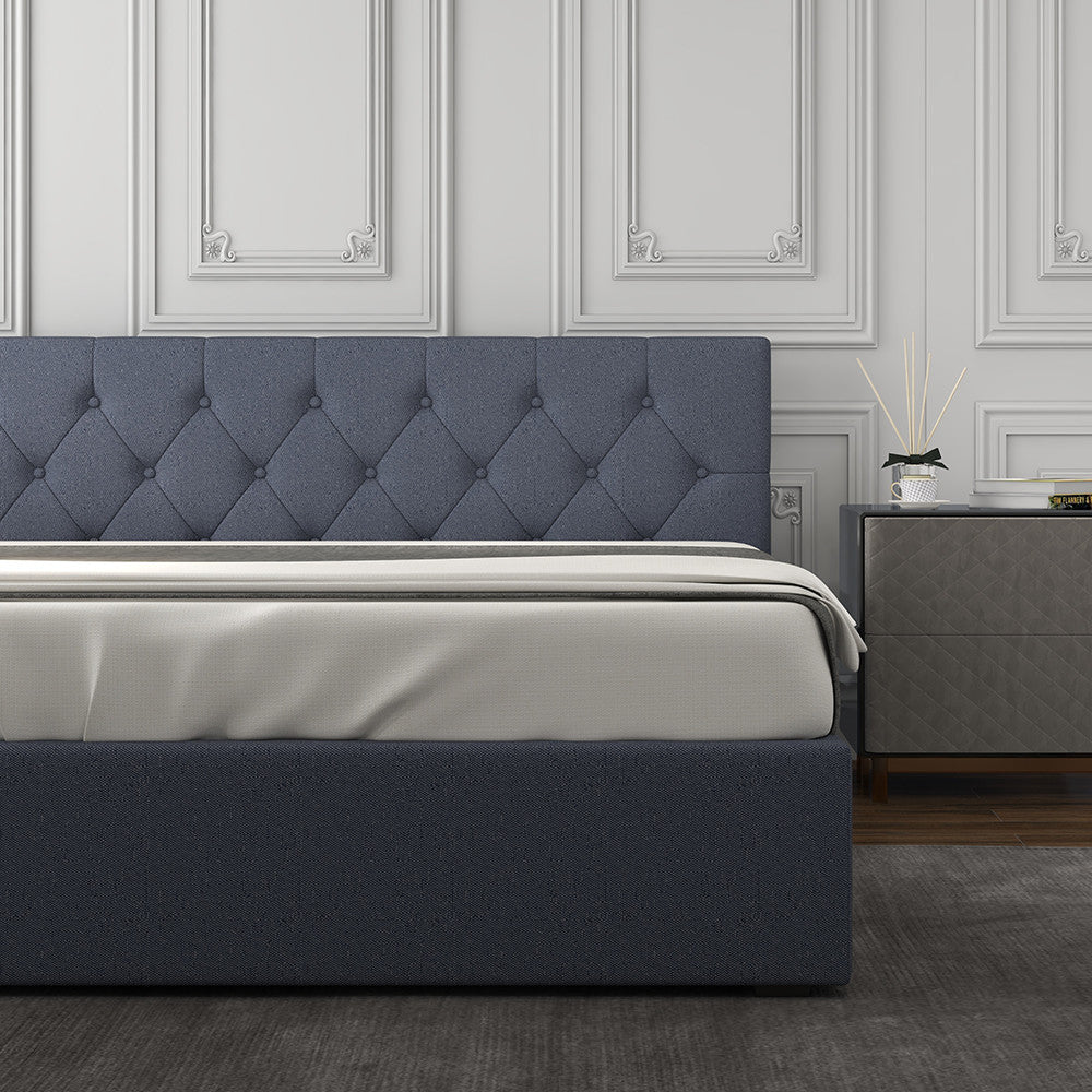 Milano Capri Luxury Gas Lift Bed With Headboard (Model 3) - Charcoal No.35 - King Single-1951134895740948482