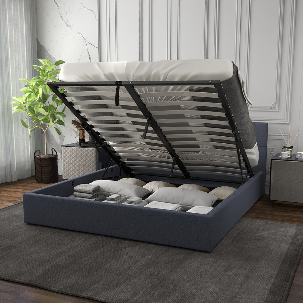 Milano Capri Luxury Gas Lift Bed With Headboard (Model 3) - Charcoal No.35 - King Single-1951134895740948484