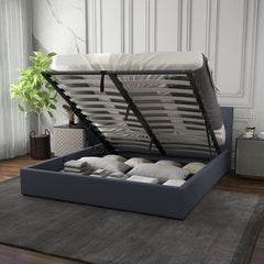 Milano Capri Luxury Gas Lift Bed With Headboard (Model 3) - Charcoal No.35 - King Single-1951134895740948484
