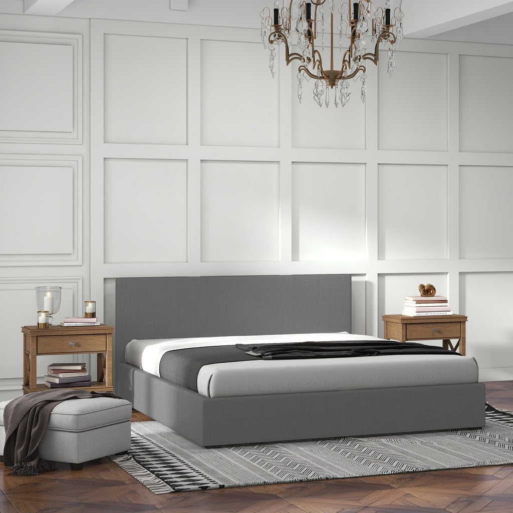 Milano Luxury Gas Lift Bed with Headboard (Model 1) - Grey No.28 - Queen-1951134895946469383