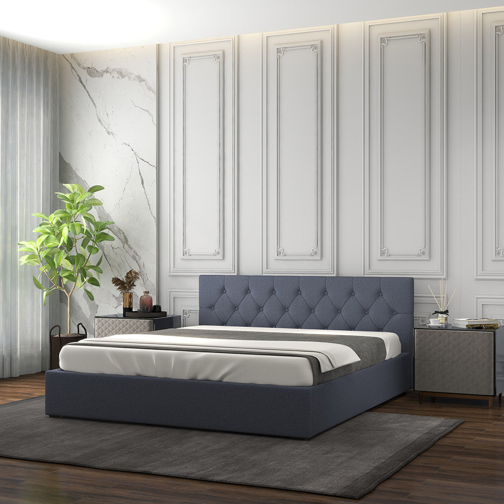 Milano Capri Luxury Gas Lift Bed With Headboard (Model 3) - Charcoal No.35 - Queen-1951134896361705473