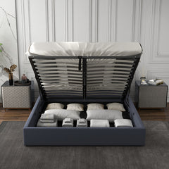 Milano Capri Luxury Gas Lift Bed With Headboard (Model 3) - Charcoal No.35 - Queen-1951134896361705478