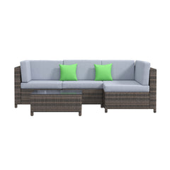 Milano Outdoor 5 PC Rattan Sofa Set Colour Oatmeal Seat & Black Coating (5 Boxes)-1951134907447250944