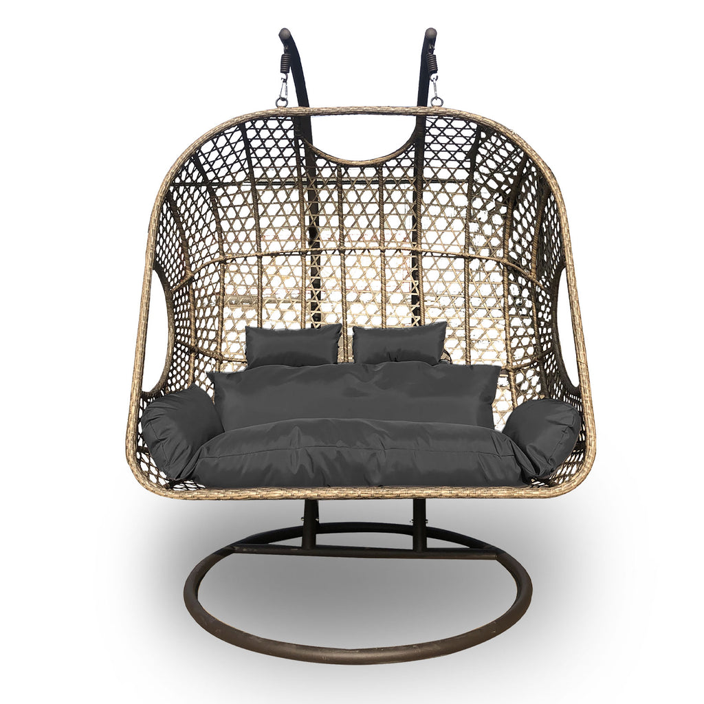 Arcadia Furniture 2 Seater Rocking Egg Chair - Oatmeal and Grey-1951134907258507264