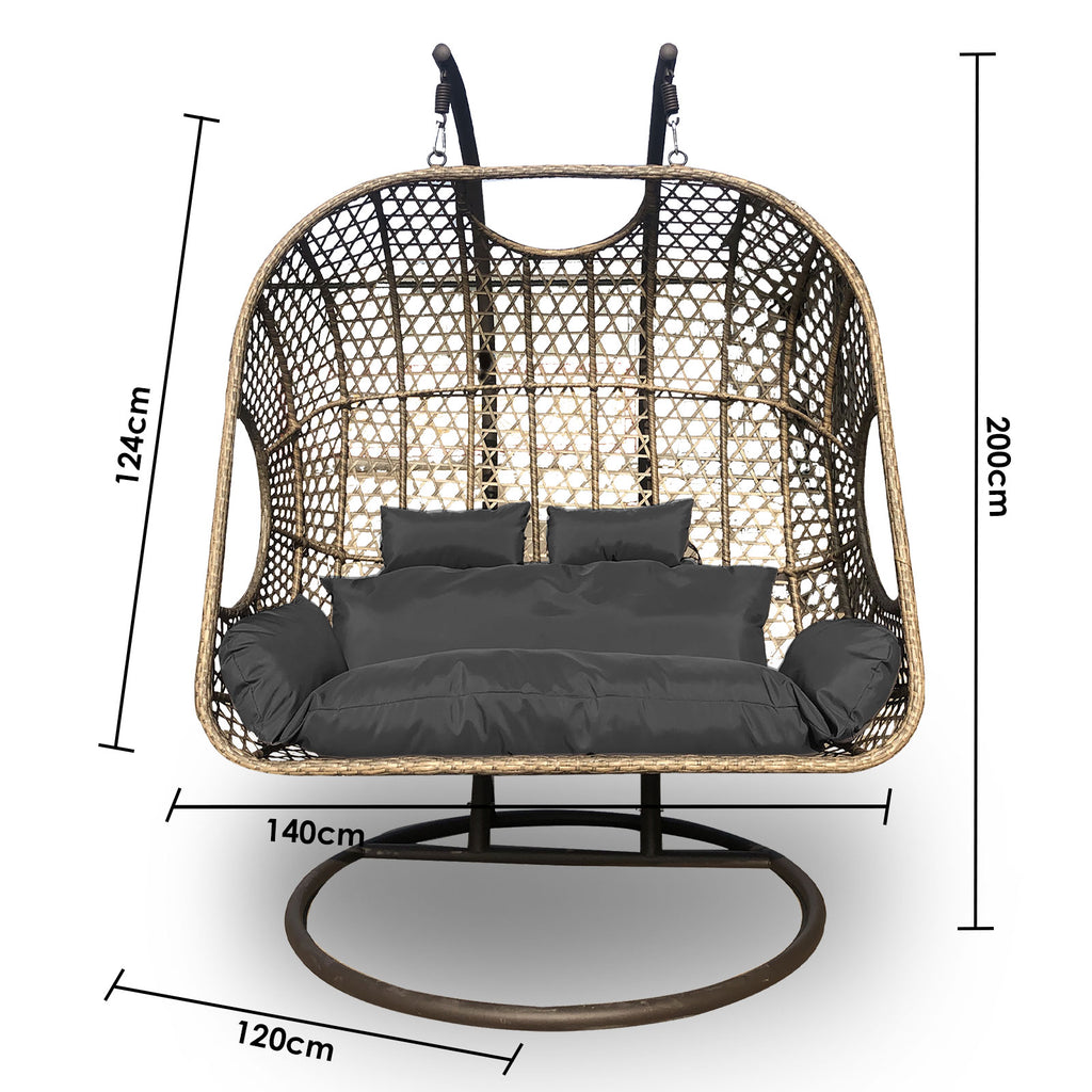 Arcadia Furniture 2 Seater Rocking Egg Chair - Oatmeal and Grey-1951134907258507267