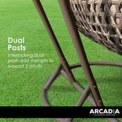 Arcadia Furniture 2 Seater Rocking Egg Chair - Oatmeal and Grey-1951134907258507268