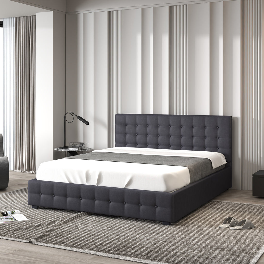 Milano Decor Eden Gas Lift Bed - Dark Grey - Single-1951134897183789057