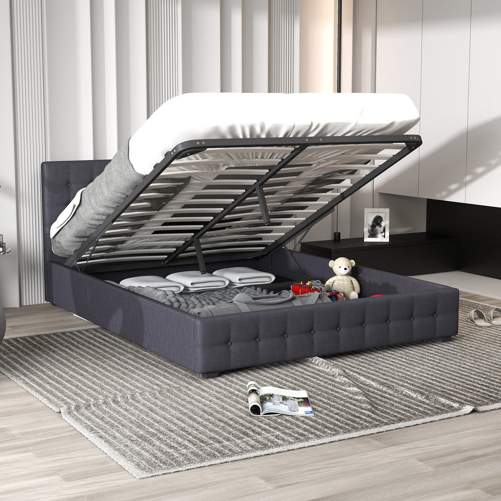 Milano Decor Eden Gas Lift Bed - Dark Grey - Single-1951134897183789059