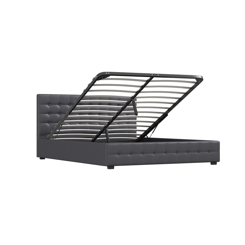 Milano Decor Eden Gas Lift Bed - Dark Grey - Queen-1951134897842294789