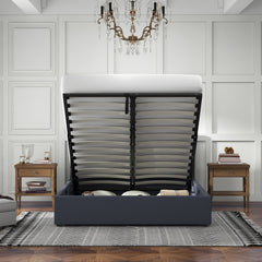 Milano Luxury Gas Lift Bed with Headboard (Model 1) - Charcoal No.35 - Queen-1951134898458857474
