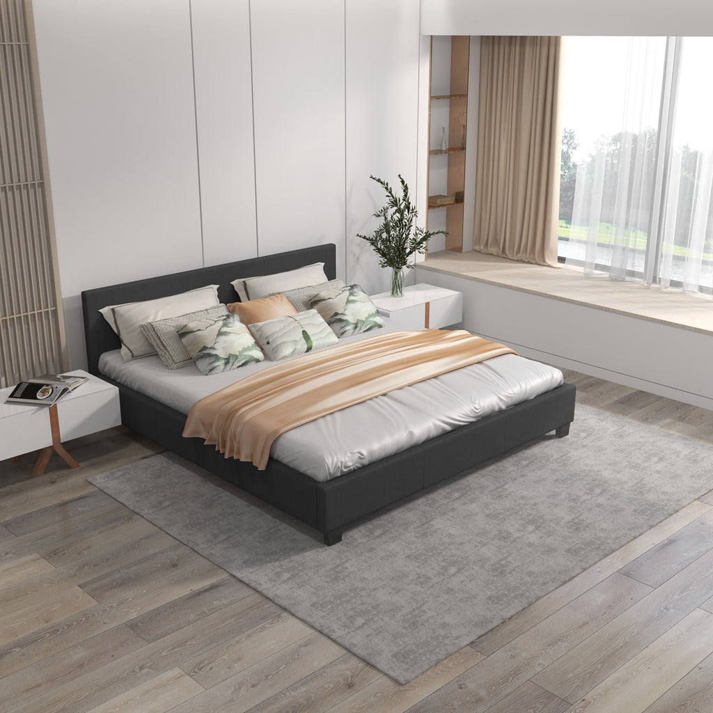 Milano Sienna Luxury Bed with Headboard (Model 2) - Charcoal No.35 - Double-1951134899801034755
