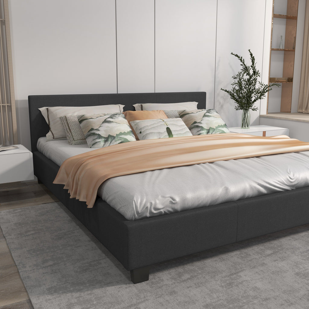 Milano Sienna Luxury Bed with Headboard (Model 2) - Charcoal No.35 - Double-1951134899801034756