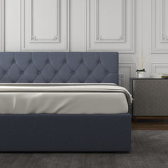 Milano Capri Luxury Gas Lift Bed With Headboard (Model 3) - Charcoal No.35 - Single-1951134900430180354
