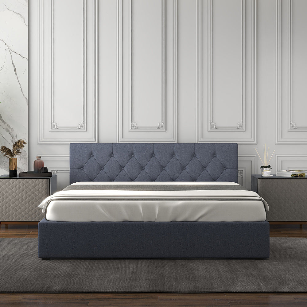 Milano Capri Luxury Gas Lift Bed With Headboard (Model 3) - Charcoal No.35 - Single-1951134900430180357