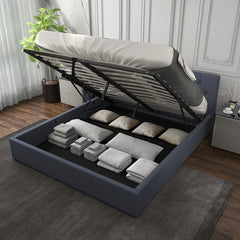 Milano Capri Luxury Gas Lift Bed With Headboard (Model 3) - Charcoal No.35 - Single-1951134900430180359
