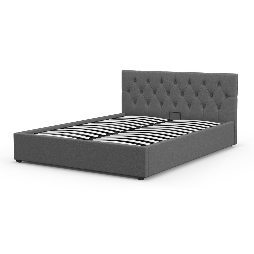 Milano Capri Luxury Gas Lift Bed With Headboard (Model 3) - Grey No.28 - Queen-1951134900979634176