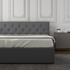 Milano Capri Luxury Gas Lift Bed With Headboard (Model 3) - Grey No.28 - Queen-1951134900979634178
