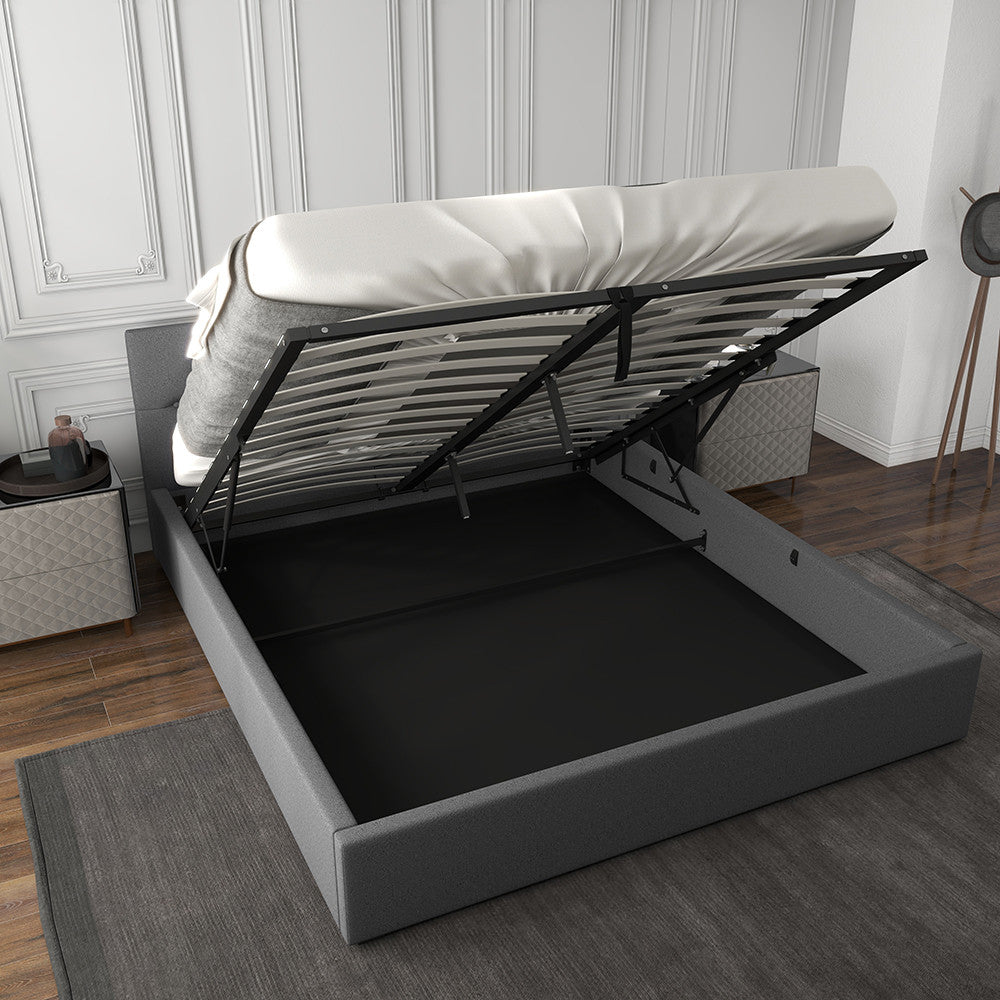 Milano Capri Luxury Gas Lift Bed With Headboard (Model 3) - Grey No.28 - Queen-1951134900979634179