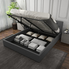 Milano Capri Luxury Gas Lift Bed With Headboard (Model 3) - Grey No.28 - Queen-1951134900979634183