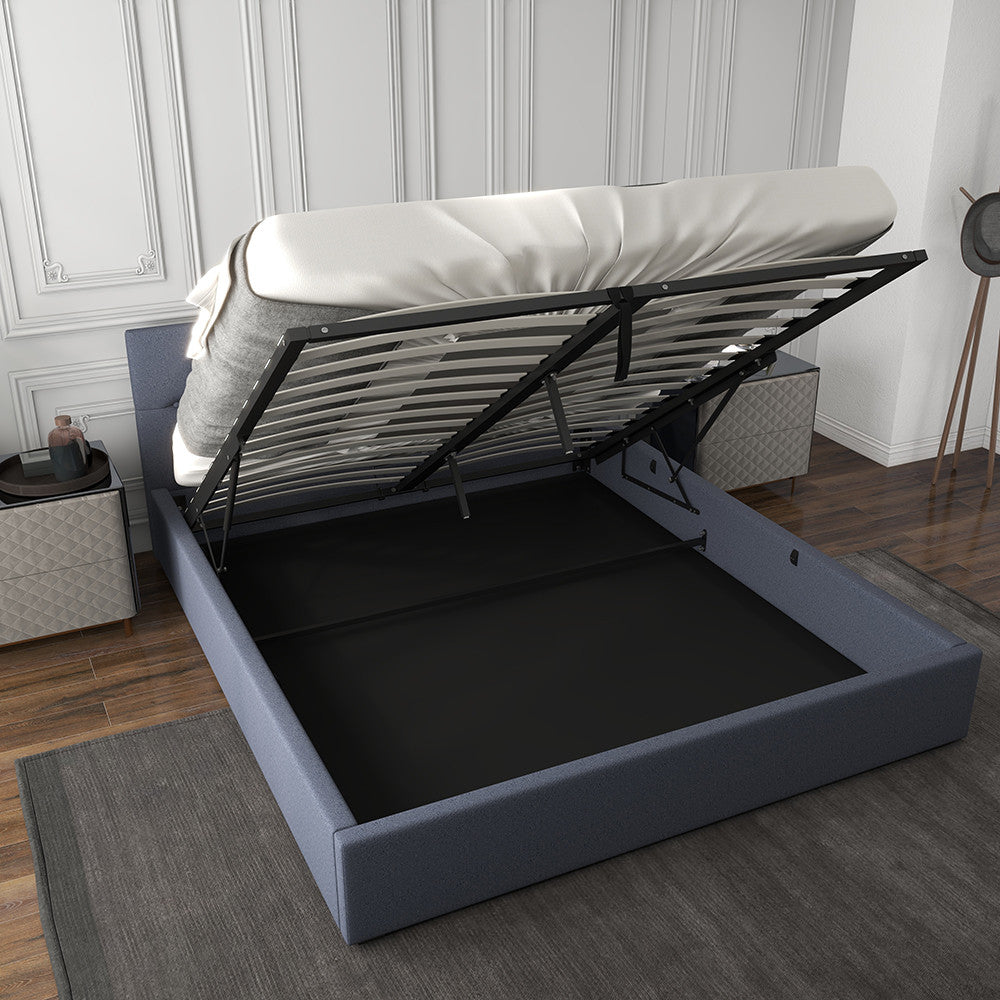 Milano Capri Luxury Gas Lift Bed With Headboard (Model 3) - Charcoal No.35 - King-1951134901155794947