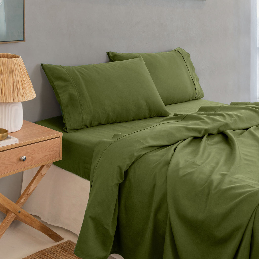 Royal Comfort - Balmain 1000TC Bamboo cotton Sheet Sets (King) - Olive-1951134878728851457