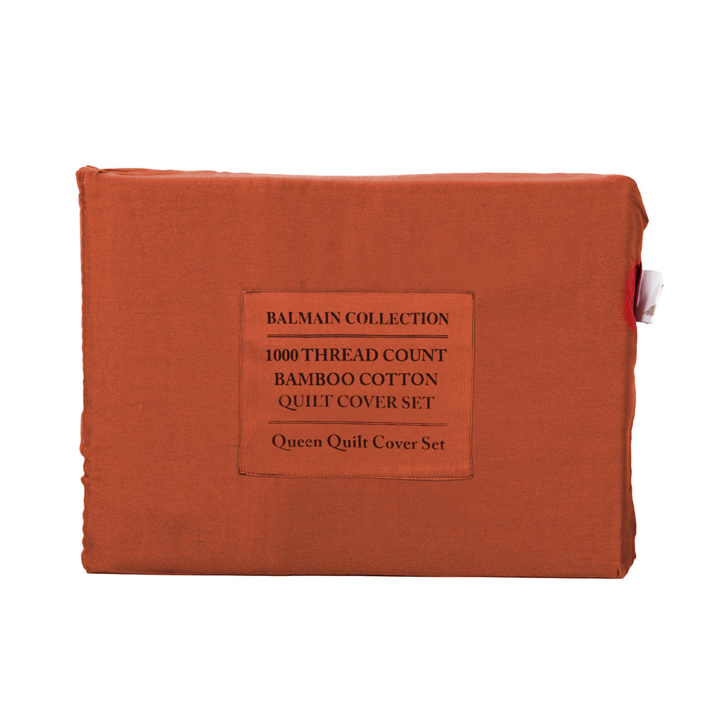 Royal Comfort - Balmain 1000TC Bamboo cotton Quilt Cover Sets (Queen) - Cinnamon-1951134829278007303