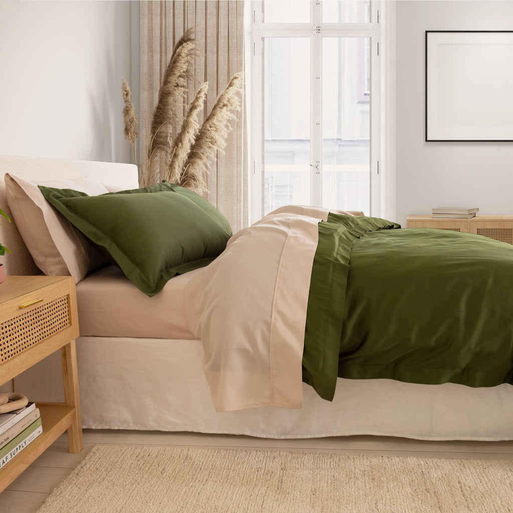 Royal Comfort - Balmain 1000TC Bamboo cotton Quilt Cover Sets (Queen) - Olive-1951134829466750978