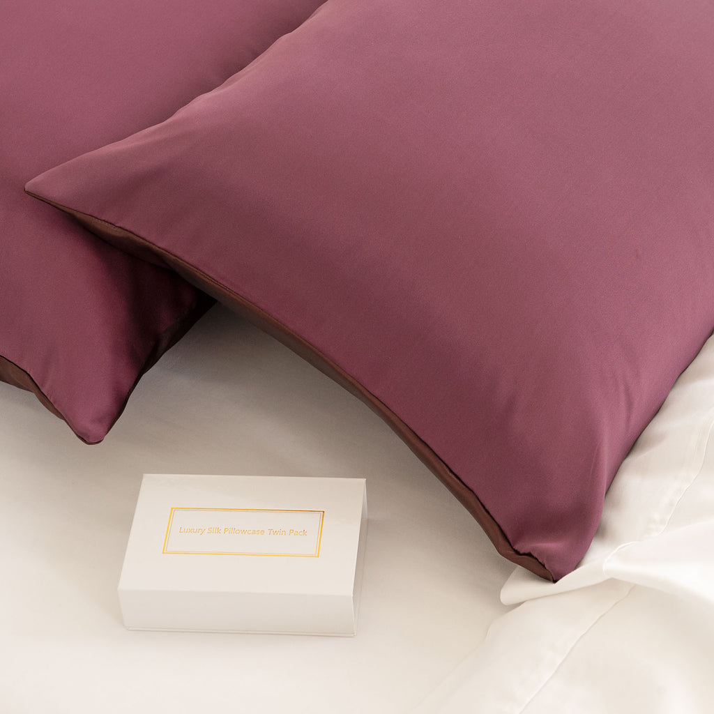 SILK PILLOW CASE TWIN PACK - SIZE: 51X76CM? - Malaga Wine-1951134815281614851