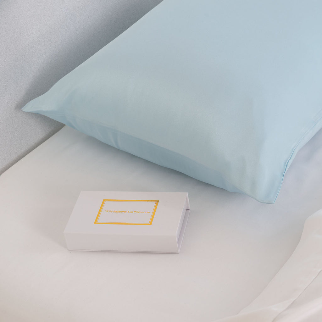 Pure Silk Pillow Case by Royal Comfort (Single Pack) - Soft Blue-1951134816229527554