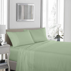 Royal Comfort - 1200TC Ultrasoft 4 Pc Sheet Set - Double - Sage Green-1951134880259772417
