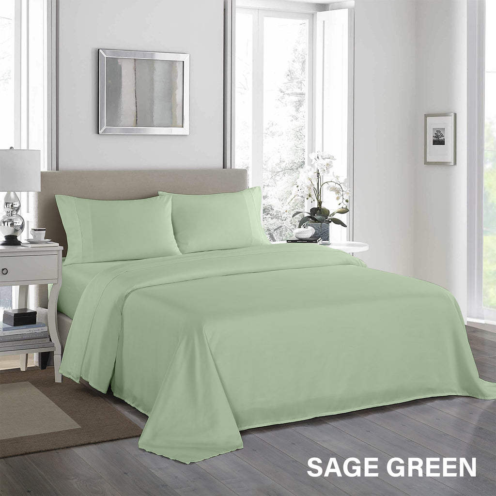 Royal Comfort - 1200TC Ultrasoft 4 Pc Sheet Set - Double - Sage Green-1951134880259772421