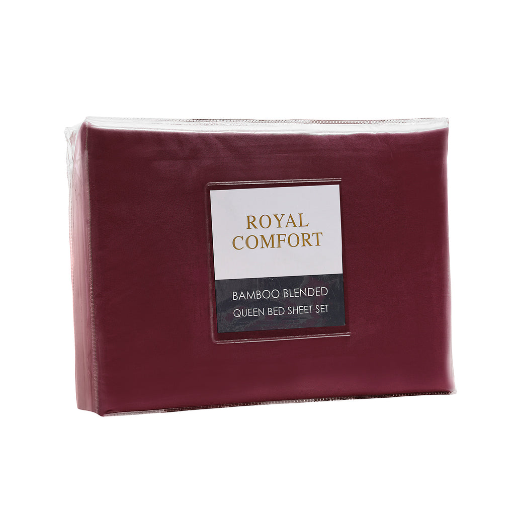Royal Comfort Blended Bamboo Sheet Set Malaga Wine - Queen-1951134881874579459