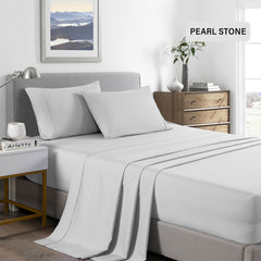 Royal Comfort Bamboo Cooling 2000TC Sheet Set Double - Pearl Stone-1951134884349218817