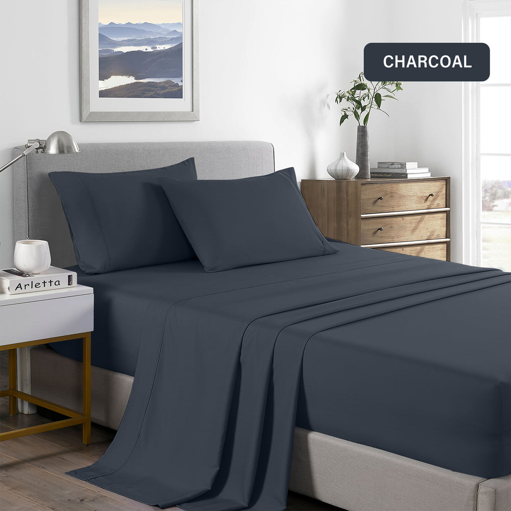 Royal Comfort Bamboo Cooling 2000TC Sheet Set Queen - Charcoal-1951134885364240388