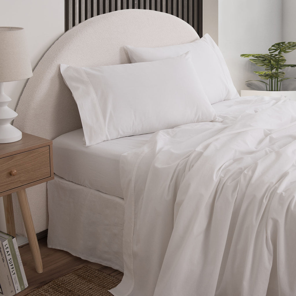 Royal Comfort Vintage Washed 100 % Cotton Sheet Set Single - White-1951134886622531584
