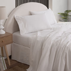 Royal Comfort Vintage Washed 100 % Cotton Sheet Set Single - White-1951134886622531584