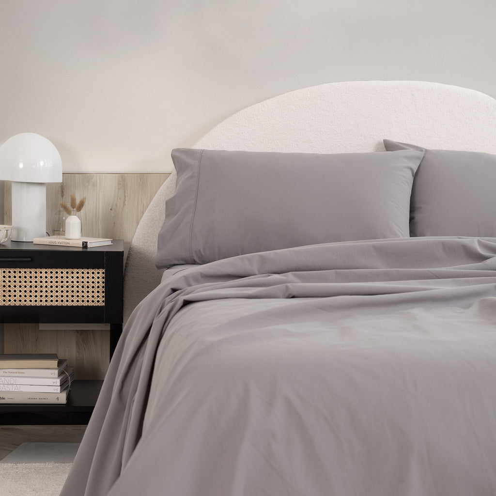 Royal Comfort Vintage Washed 100 % Cotton Sheet Set Single - Grey-1951134887218122753