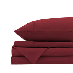 Royal Comfort Vintage Washed 100 % Cotton Sheet Set Double - Mulled Wine-1951134888400916485