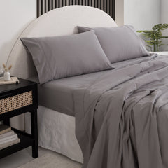 Royal Comfort Vintage Washed 100% Cotton Sheet Set King - Grey-1951134890225438720