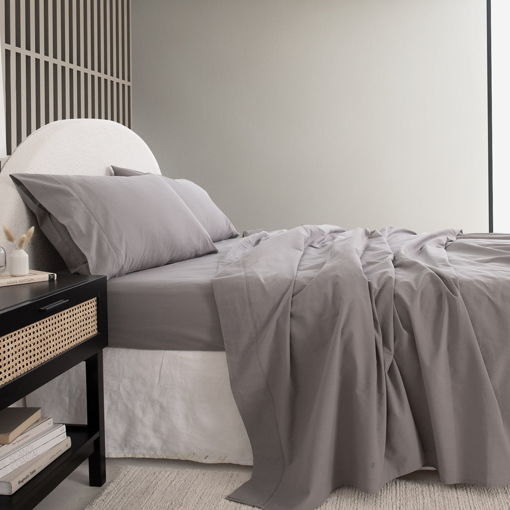 Royal Comfort Vintage Washed 100% Cotton Sheet Set King - Grey-1951134890225438722