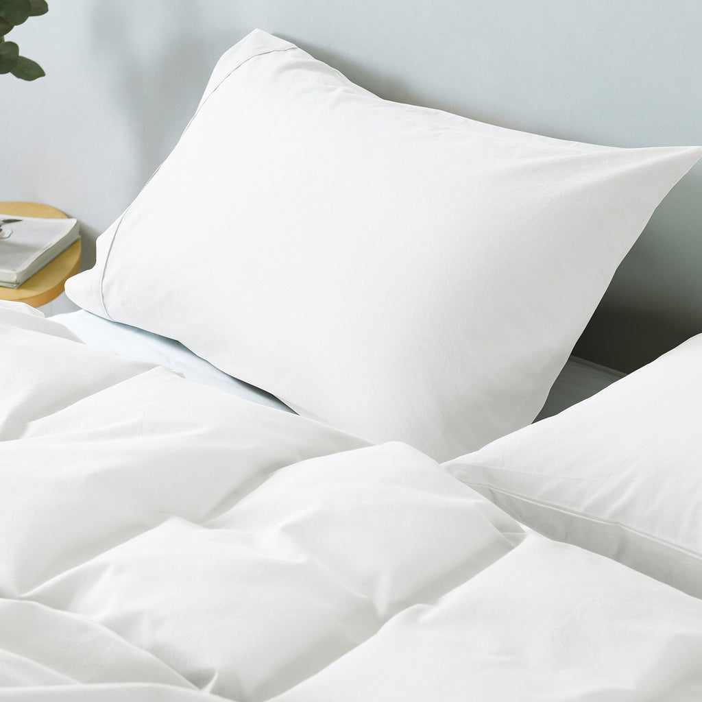 Royal Comfort Vintage Washed 100 % Cotton Quilt Cover Set Single - White-1951134831085752325