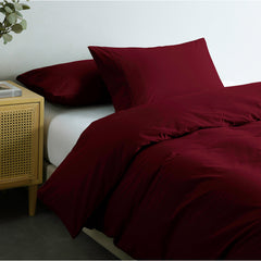 Royal Comfort Vintage Washed 100 % Cotton Quilt Cover Set Single - Mulled Wine-1951134831647789059