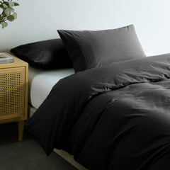 Royal Comfort Vintage Washed 100 % Cotton Quilt Cover Set Double - Charcoal-1951134832197242883