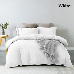 Royal Comfort Vintage Washed 100 % Cotton Quilt Cover Set Queen - White-1951134832742502404