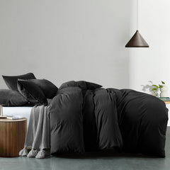 Royal Comfort Vintage Washed 100 % Cotton Quilt Cover Set King - Charcoal-1951134834021765121