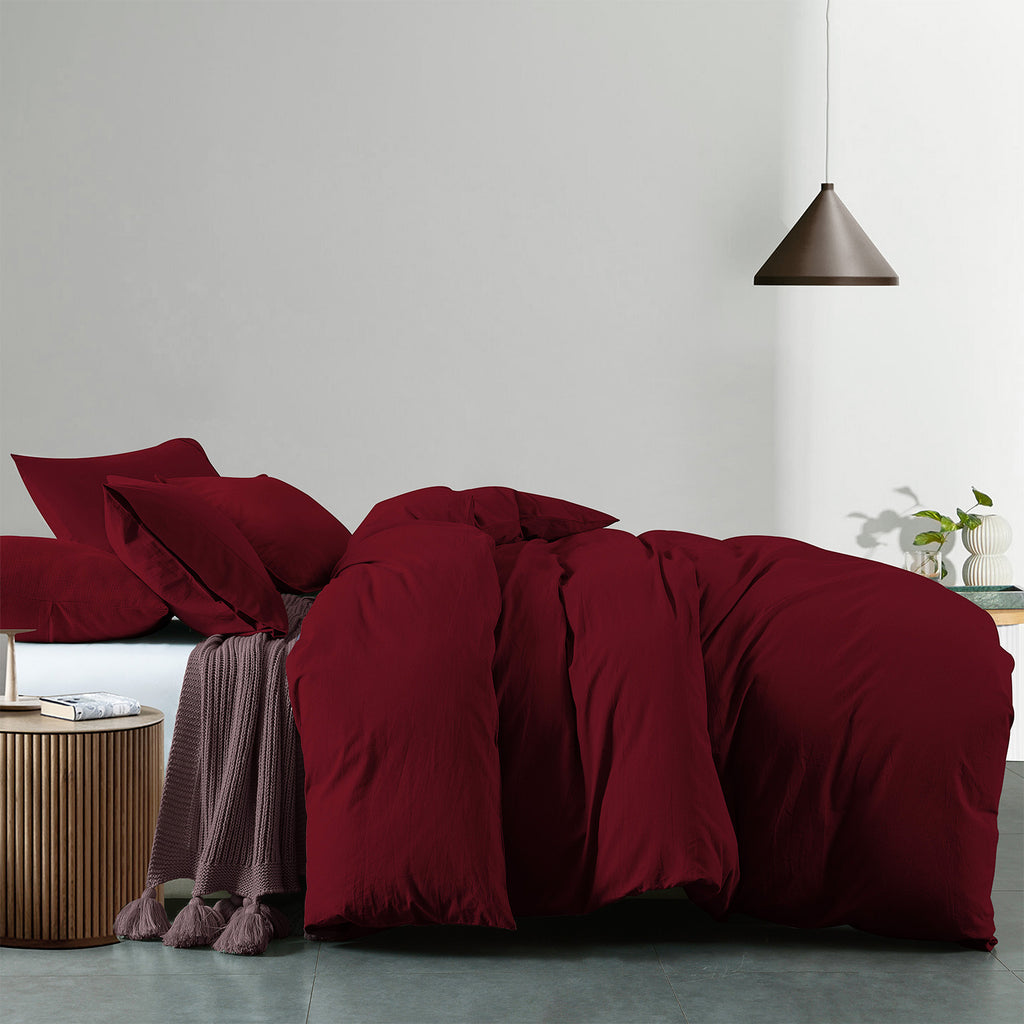 Royal Comfort Vintage Washed 100 % Cotton Quilt Cover Set King - Mulled Wine-1951134834386669569