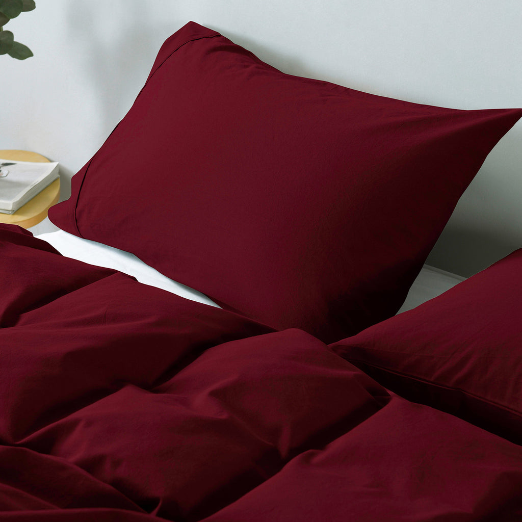 Royal Comfort Vintage Washed 100 % Cotton Quilt Cover Set King - Mulled Wine-1951134834386669572