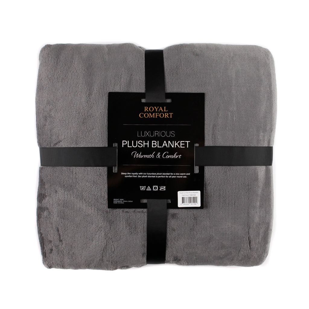Royal Comfort Plush Dark Grey Blanket-1951134809782882306