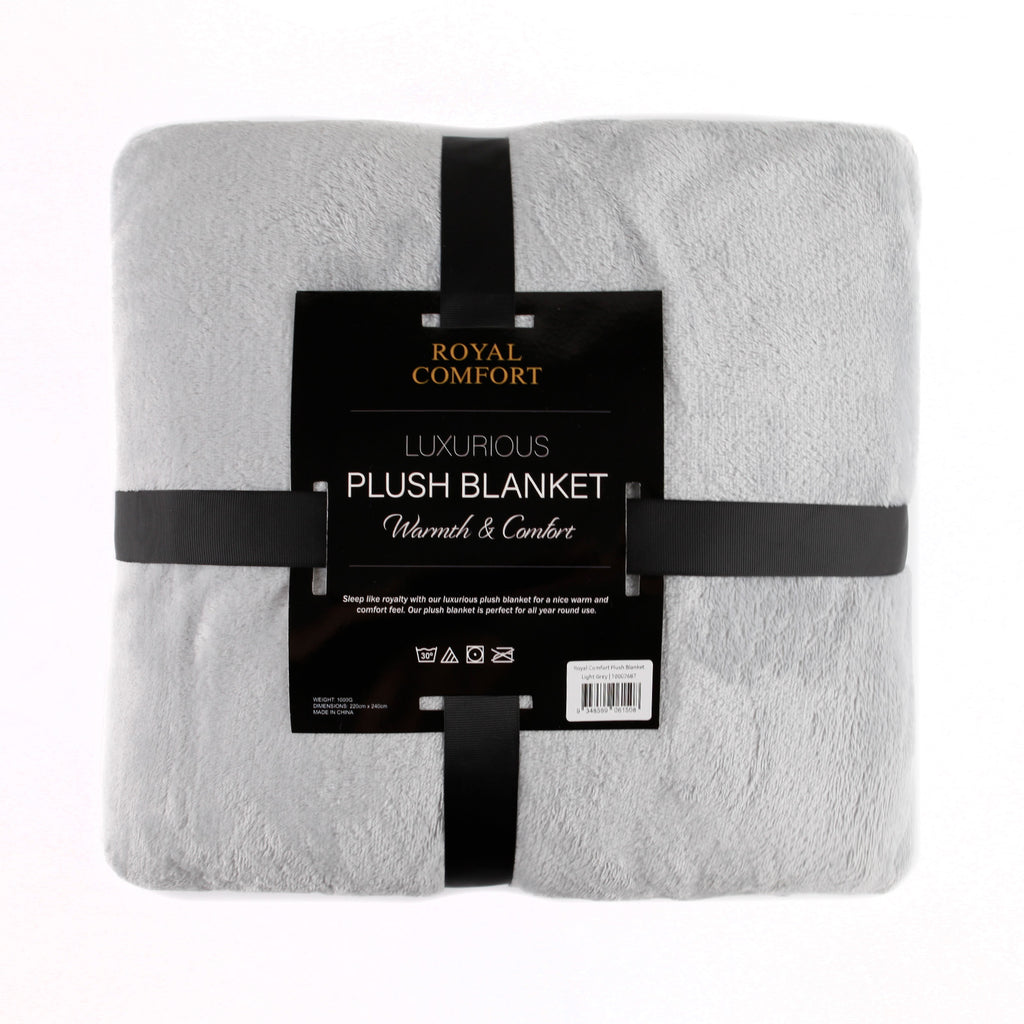 Royal Comfort Plush Light Grey Blanket-1951134809963237378