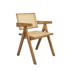 Levede 1x Dining Chair Solid Wood Rattan Natural-1954802993924804608